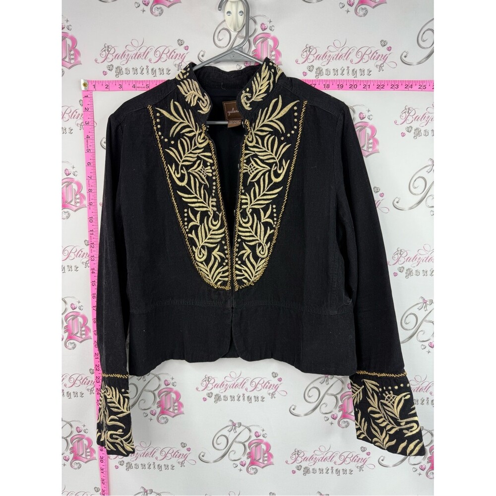 Galeno blazer jacket gold Embroidered Black Jacket with Gold Detailing
